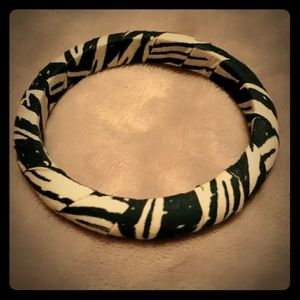 Fabric overlay bangle bracelet